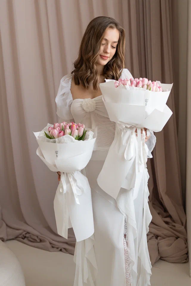 Букет с  тюльпанами Розовый мускус