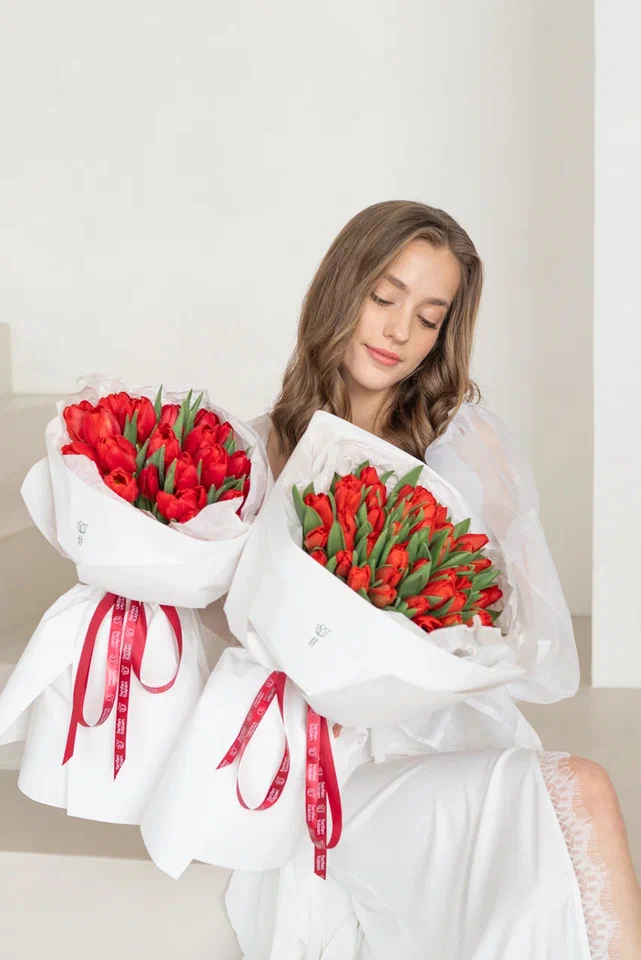 Букет тюльпанов Клубничный мусс