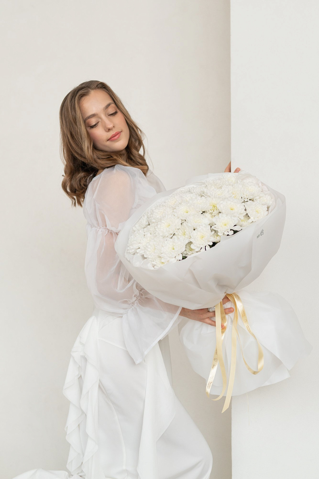 Букет из белых хризантем Цветочное облако